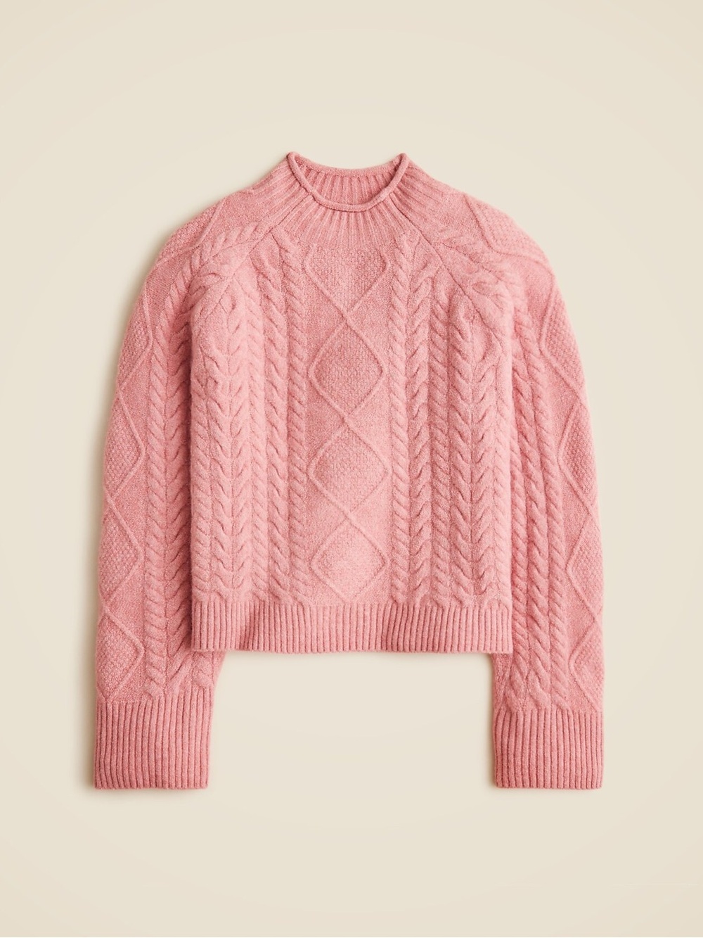 J CREW Wool Alpaca Roll neck cable knit sweater XL fishermancore cottagecore